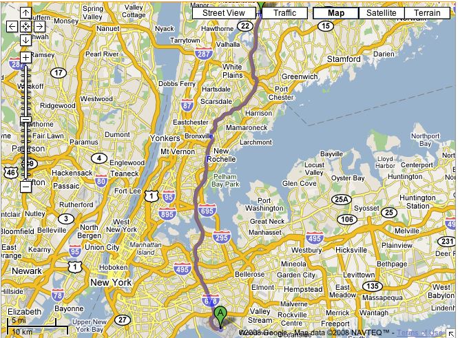 Route John F. Kennedy Airport, New York to Armonk